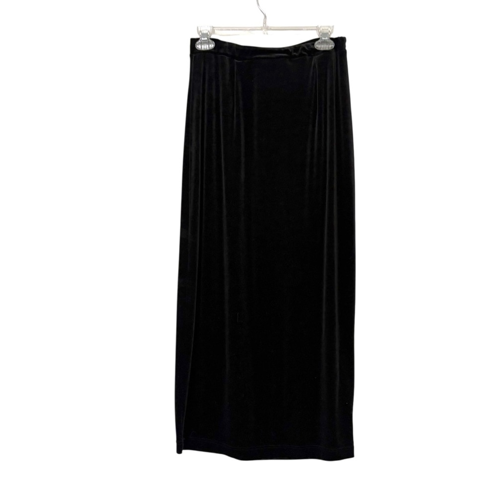 Lauren Ralph Lauren Size Medium Black Velour Midi Skirt Classic Old Money Preppy